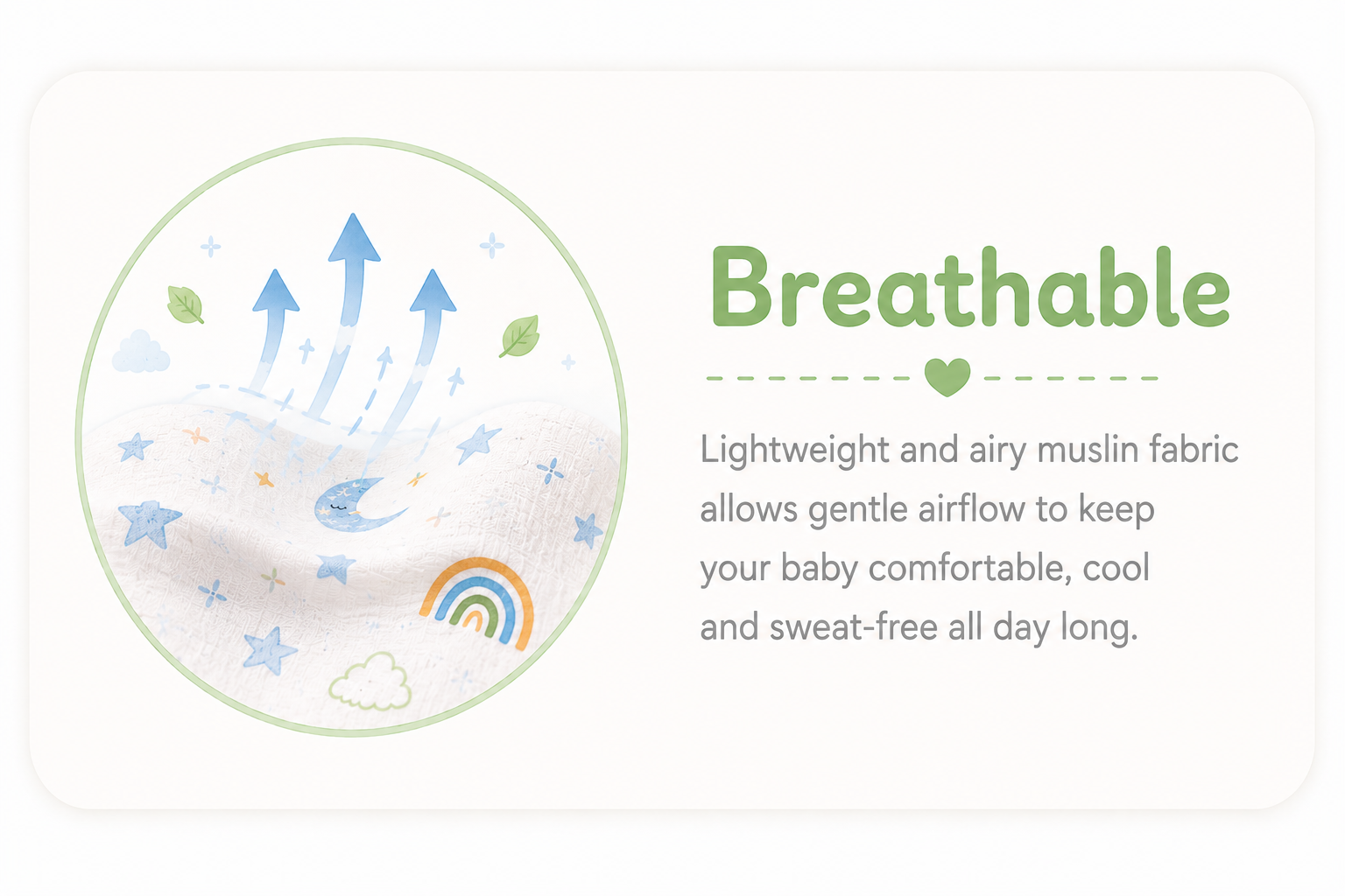 Breathable Muslin Cotton Swaddle with Airflow and Cotton Illustration